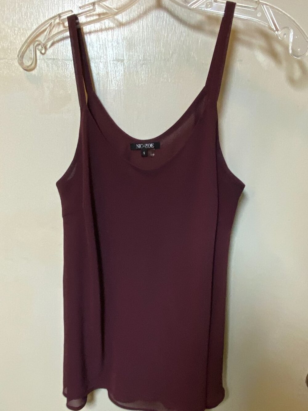 NIC+ZOE Burgundy Sleeveless Flowy Tank Top Size Small